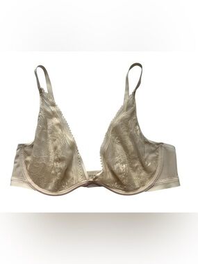 Soma Unlined Plunge Underwire Bra Lace 38C Ivory